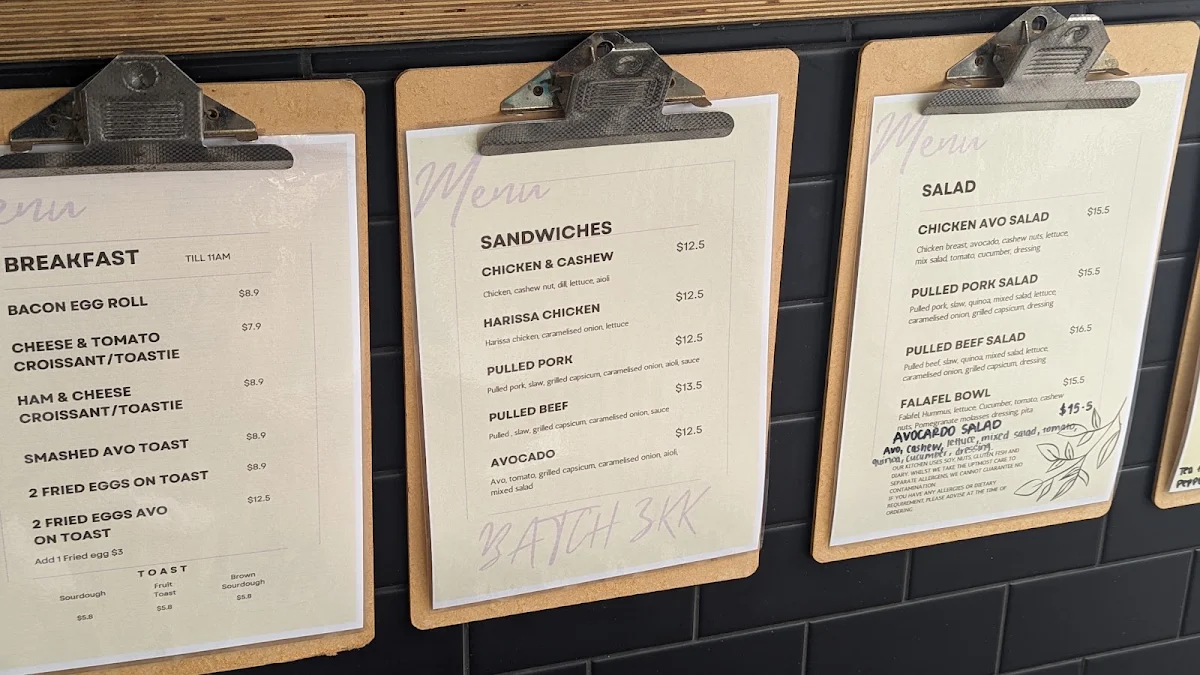 Menu, BATCH ZKK Cafe Macquarie