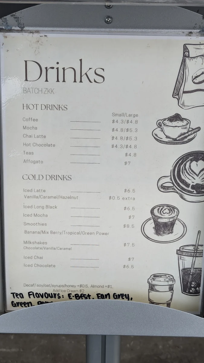 Menu, BATCH ZKK Cafe Macquarie