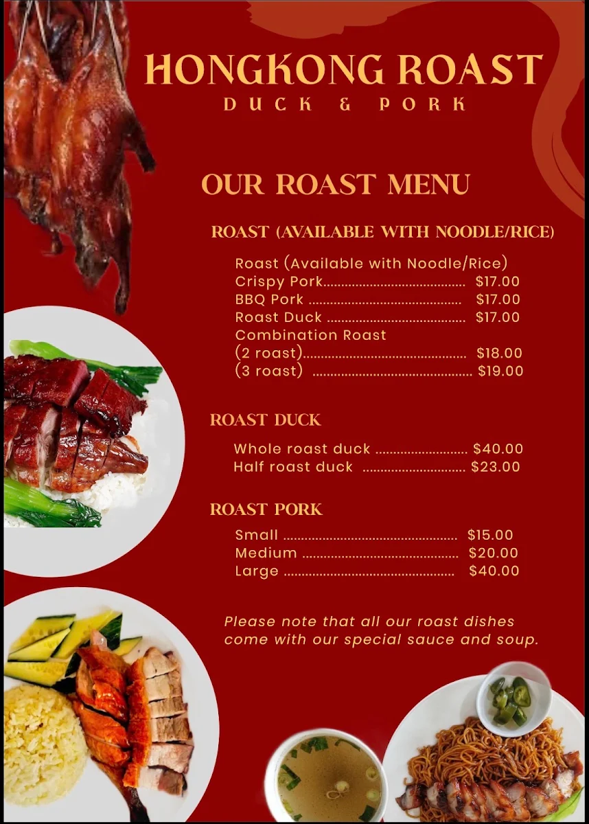Menu, Hong Kong Roast Duck & Pork