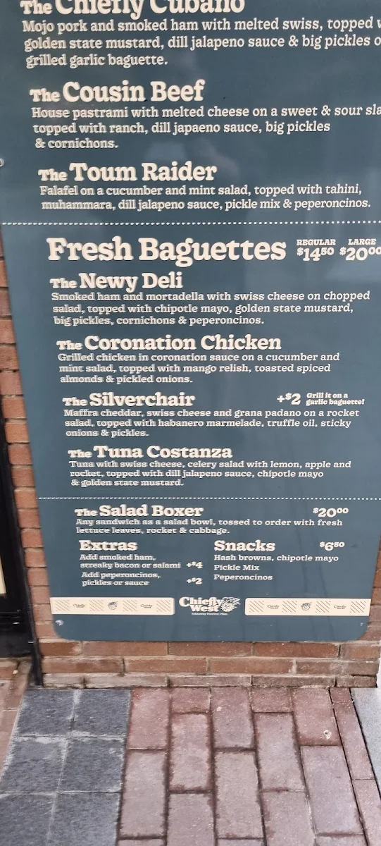 Menu, Chiefly West