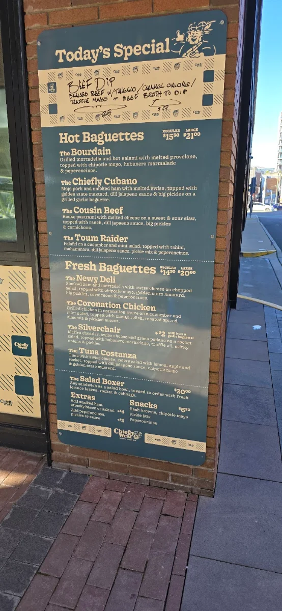 Menu, Chiefly West
