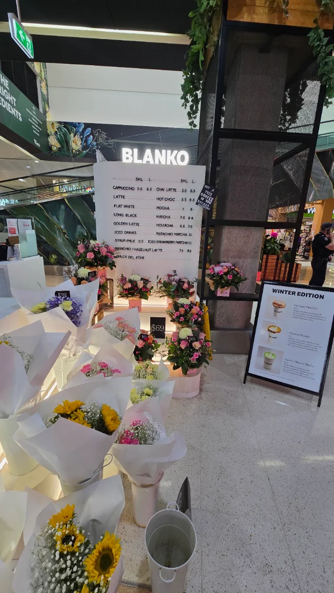 Menu, BLANKO Specialty Coffee and Blooms