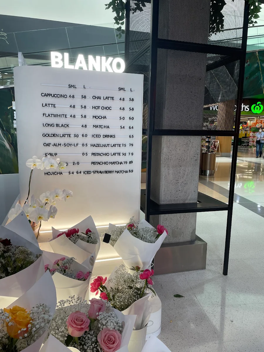 Menu, BLANKO Specialty Coffee and Blooms
