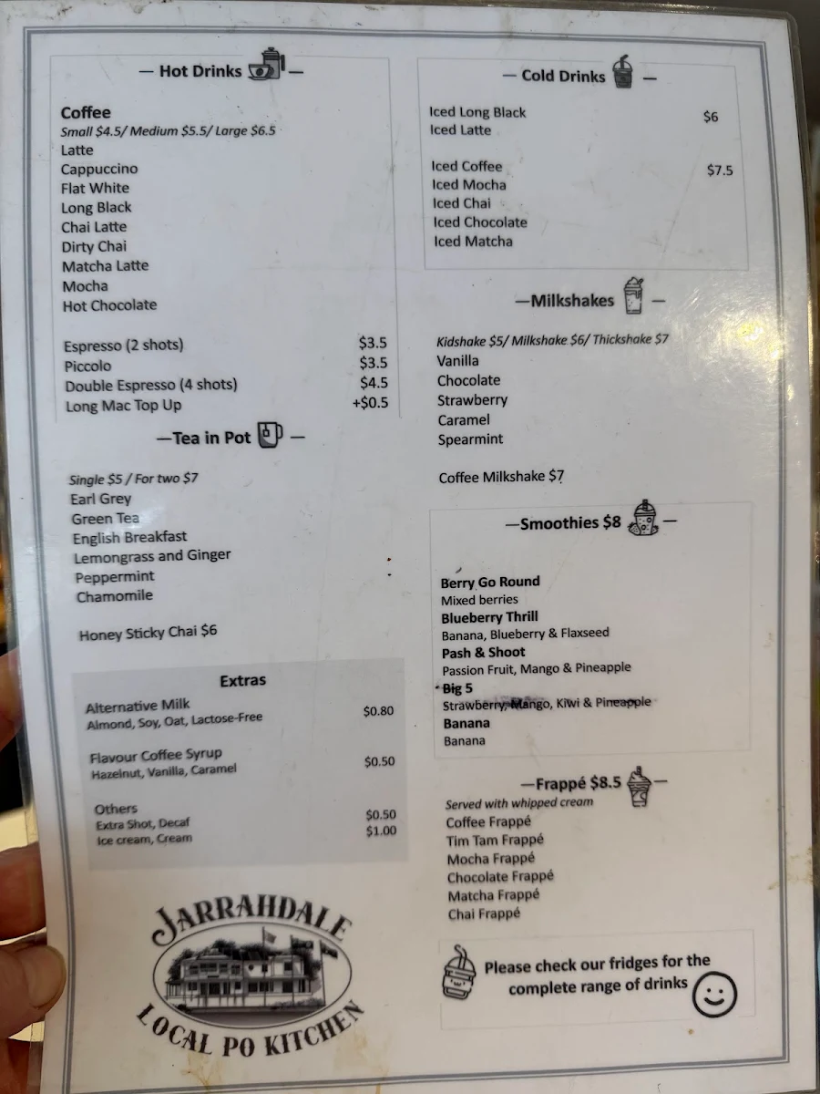Menu, Jarrahdale Local Po Kitchen
