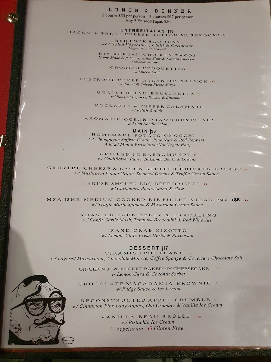 Menu, Rocksalt Bar & Restaurant