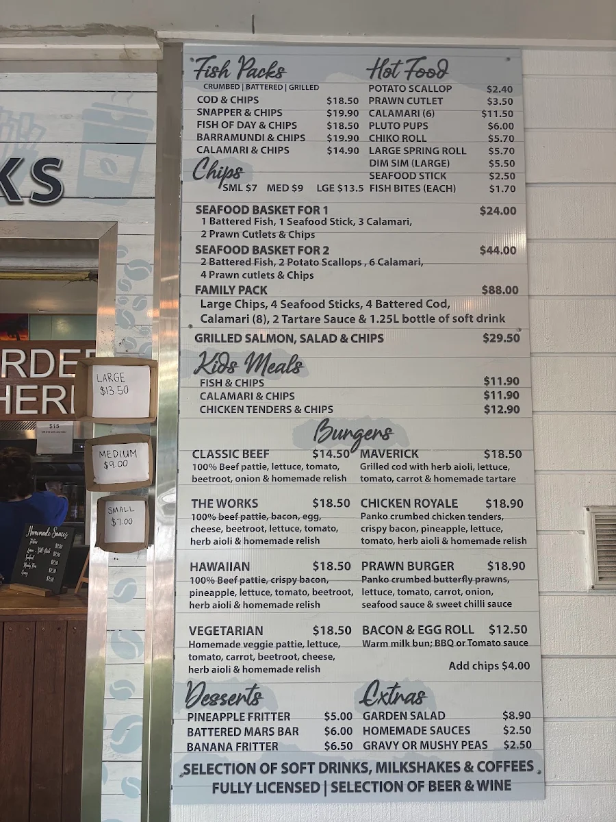 Menu, Selfish Fish N Chips