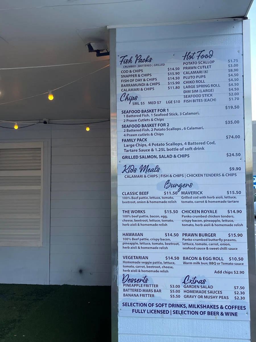 Menu, Selfish Fish N Chips