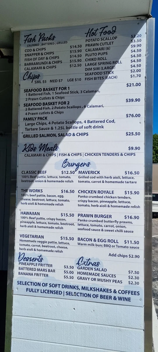Menu, Selfish Fish N Chips