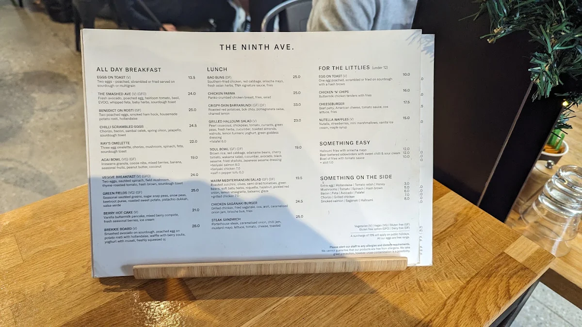 Menu, The Ninth Ave