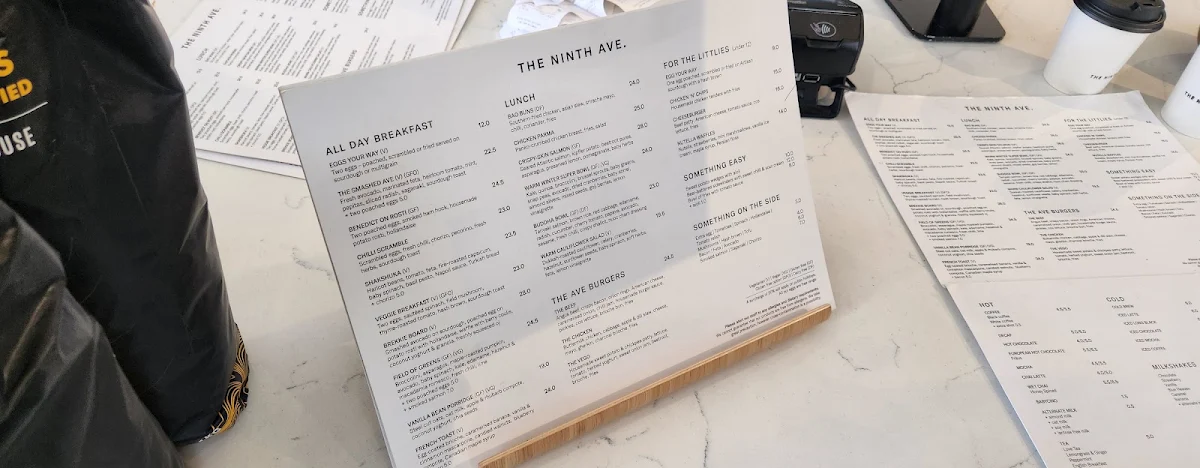 Menu, The Ninth Ave