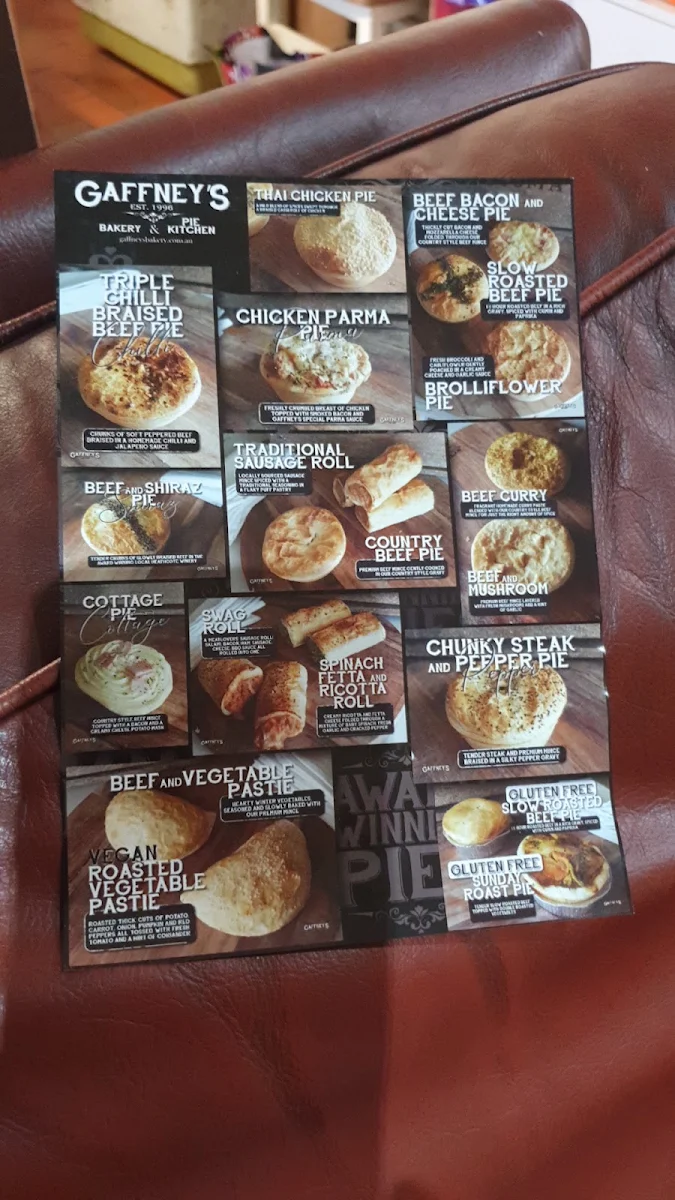 Menu, Gaffney's Bakery