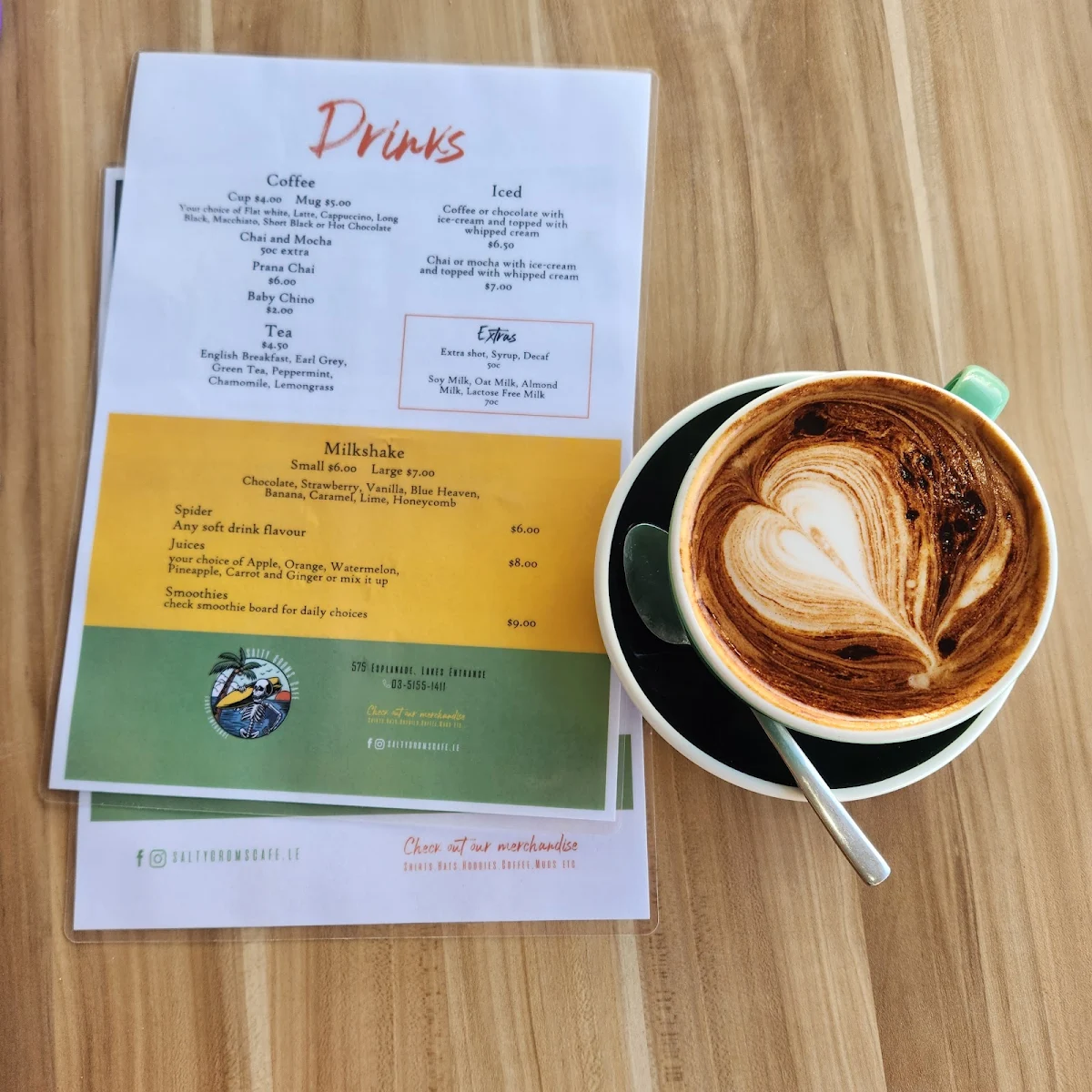 Menu, Salty Groms Cafe