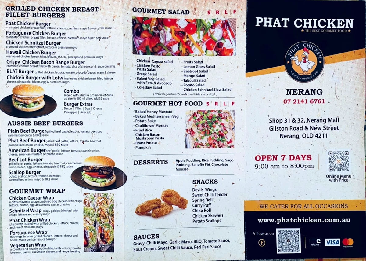Menu, Phat Chicken Nerang
