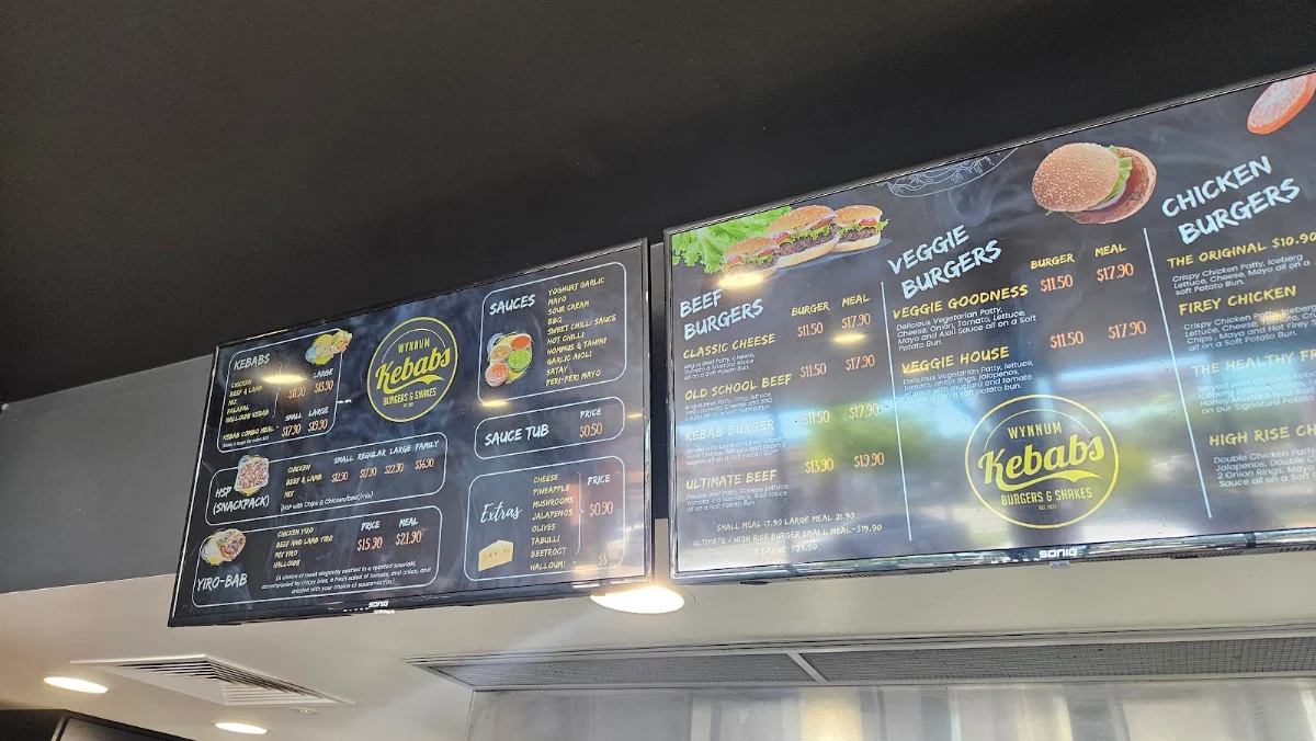 Menu, Wynnum Kebabs Burgers & Shakes