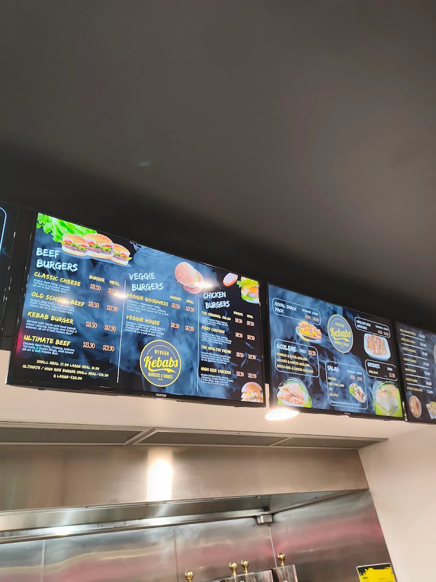 Menu, Wynnum Kebabs Burgers & Shakes