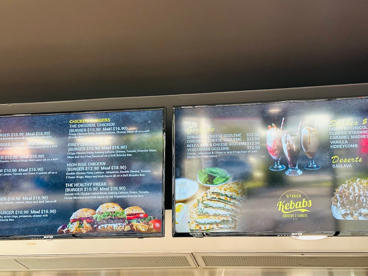 Menu, Wynnum Kebabs Burgers & Shakes