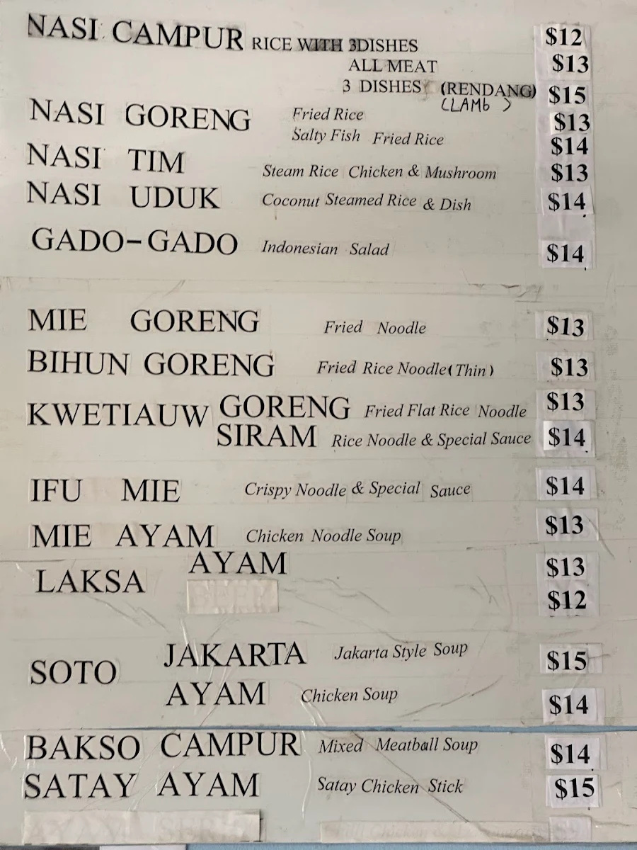 Menu, RIA SARI Indonesian Padang Take Away and Eat in Food