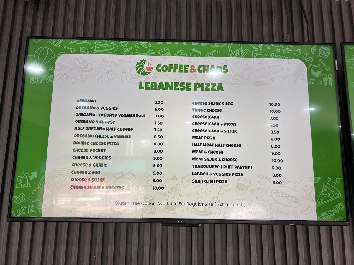 Menu, Coffee & chaos