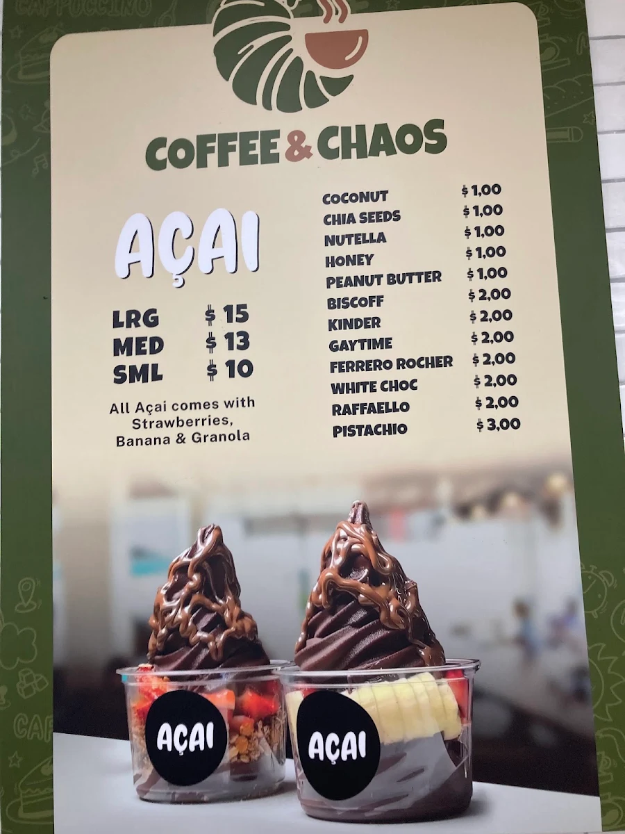 Menu, Coffee & chaos