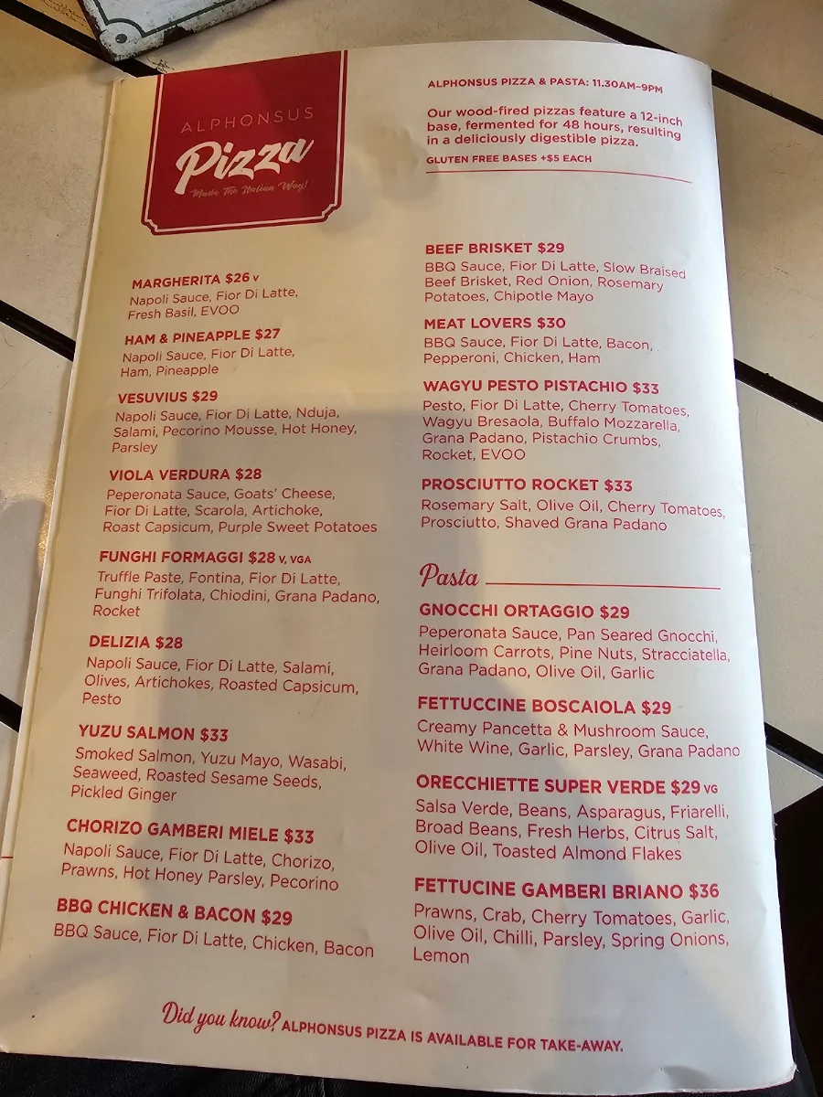 Menu, The Glen Hotel