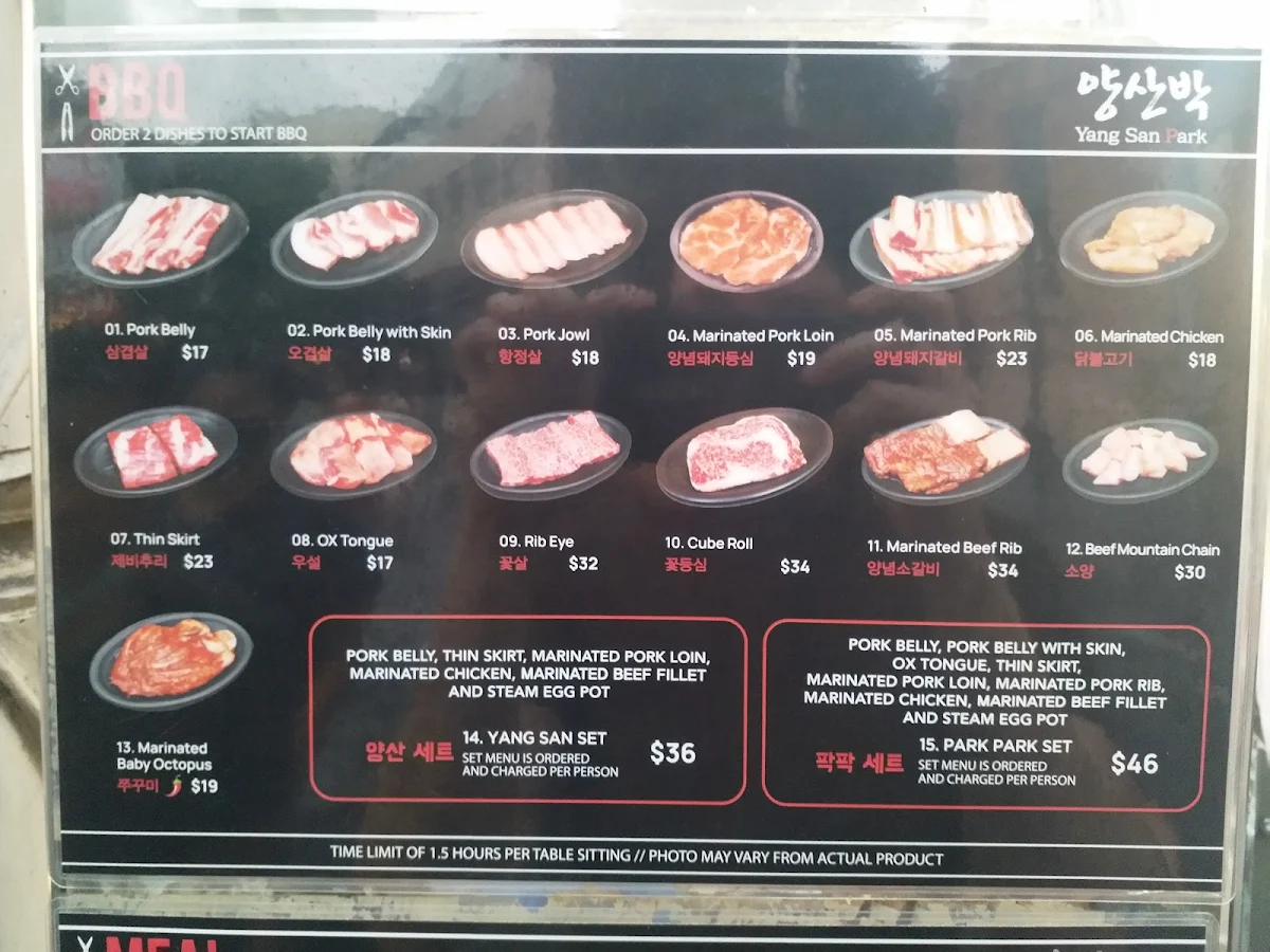 Menu, Yang San Park