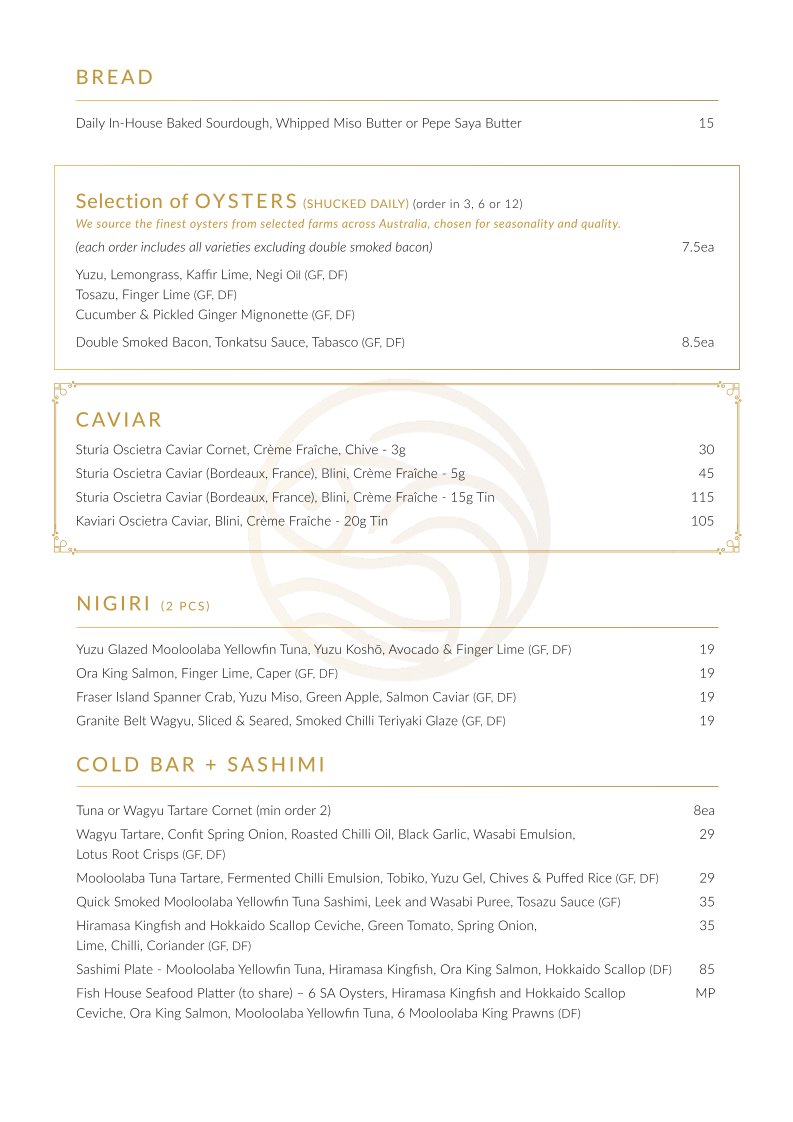 Menu, Fish House Steak & Grill
