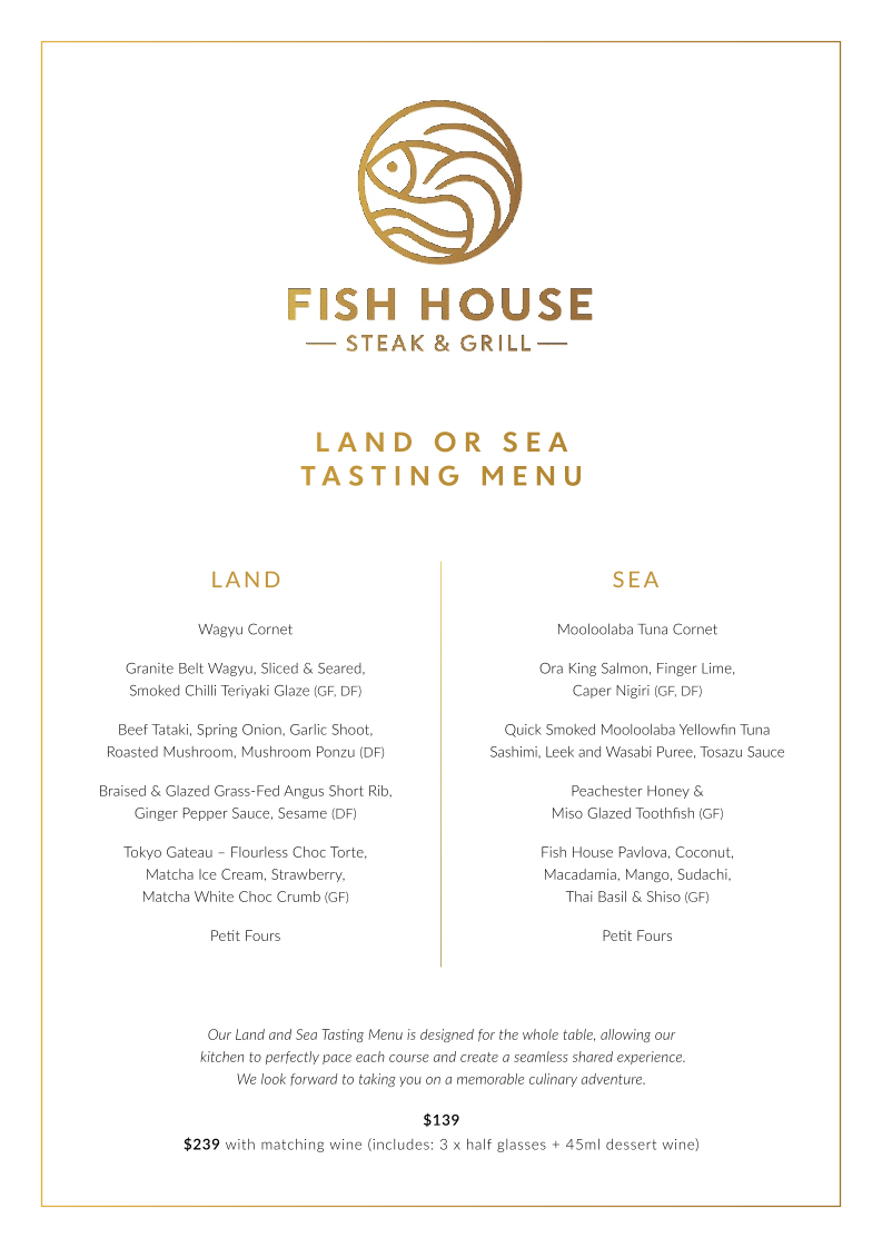Menu, Fish House Steak & Grill