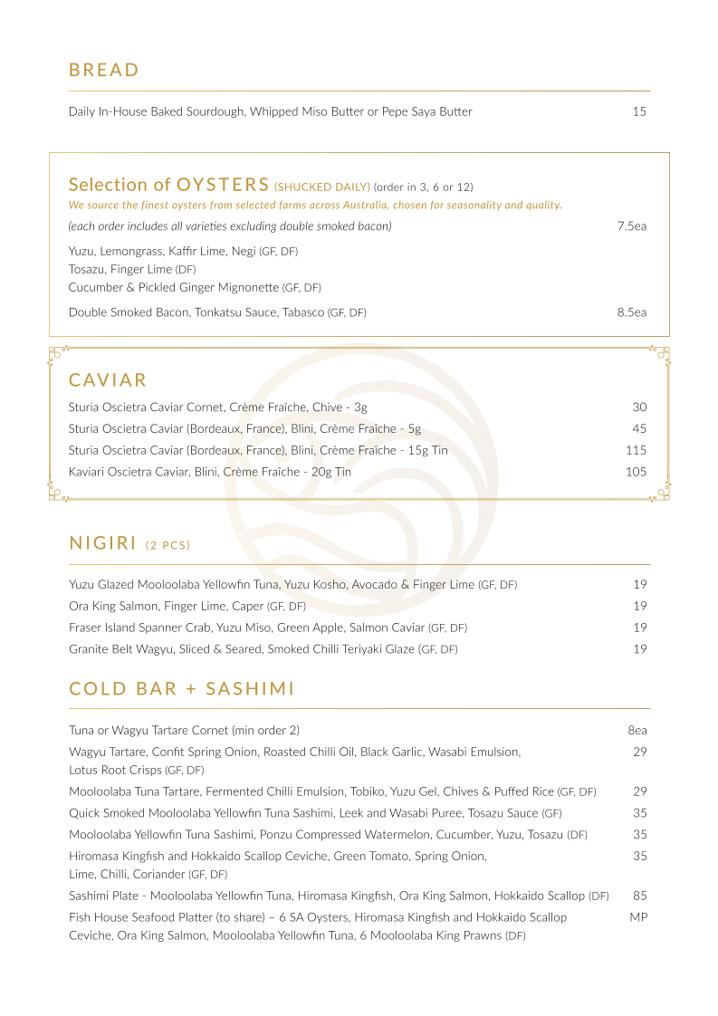 Menu, Fish House Steak & Grill