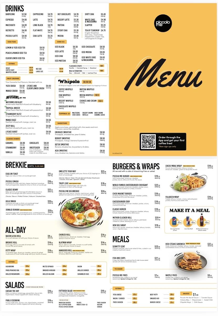 Menu, Piccolo Me Silverwater