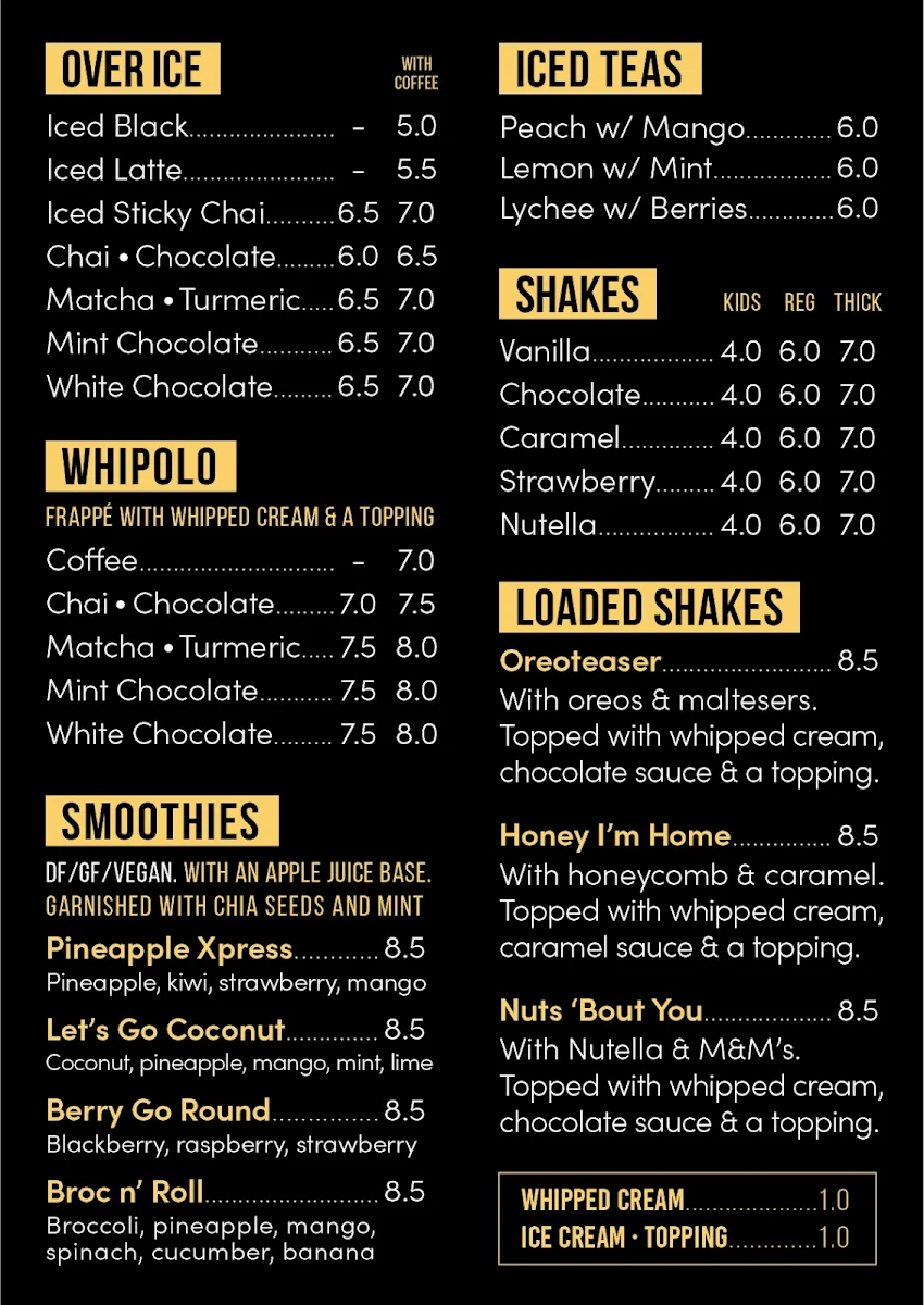 Menu, Piccolo Me Silverwater