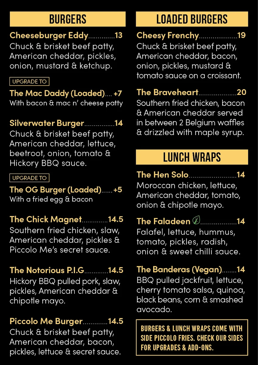 Menu, Piccolo Me Silverwater