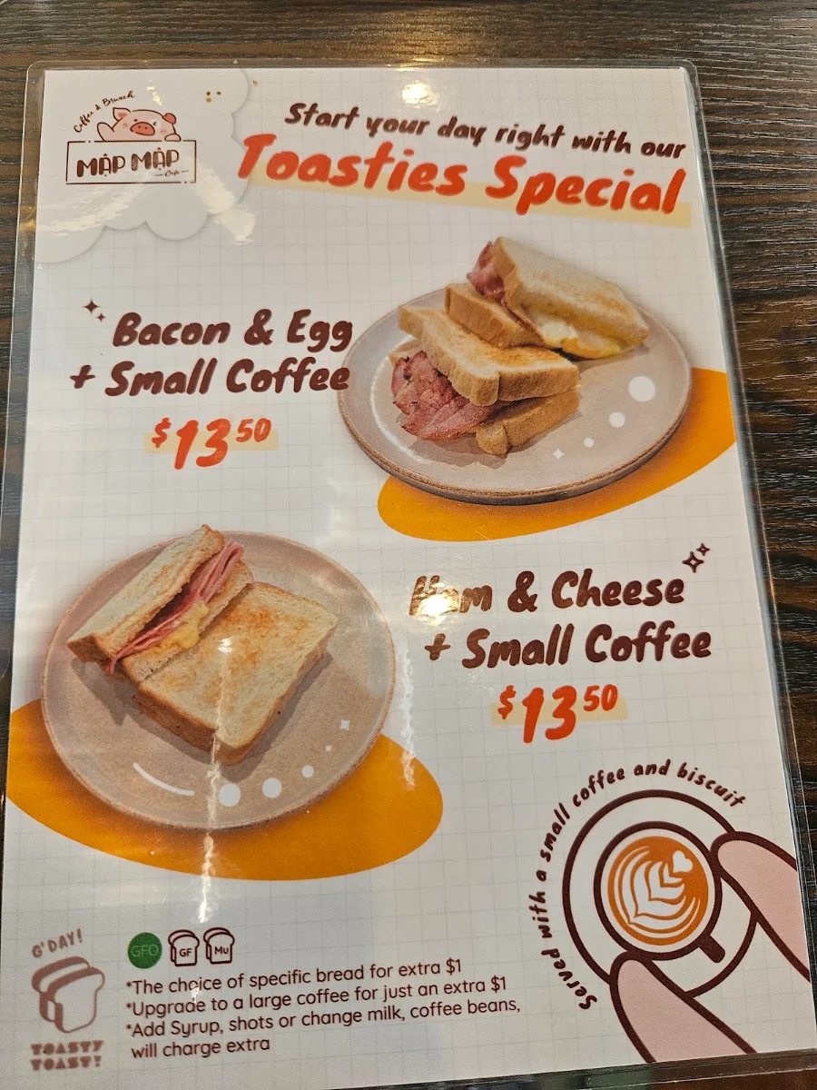 Menu, Mập Mập Cafe - The Piggy Coffee | Coffee, Brunch, Bánh mì, Phở