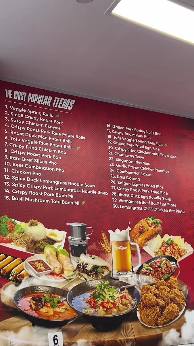 Menu, Saigon Express CBD Restaurant