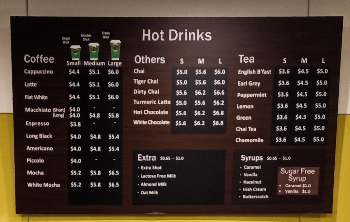 Menu, Coffee Bug Express