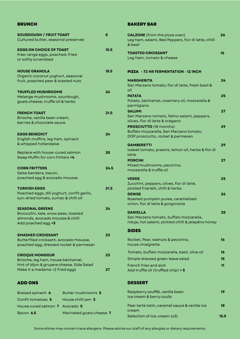 Menu, Upper Middle