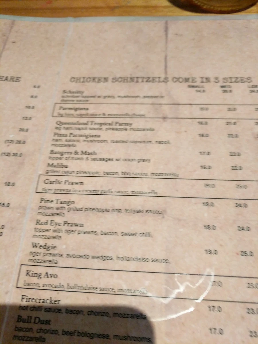 Menu, Kirwan Tavern