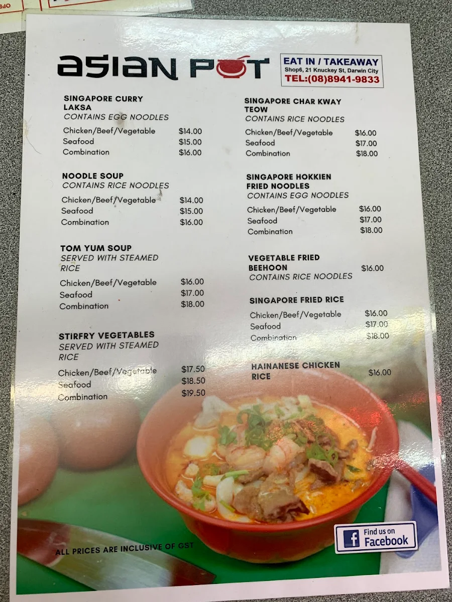 Menu, Asian Pot
