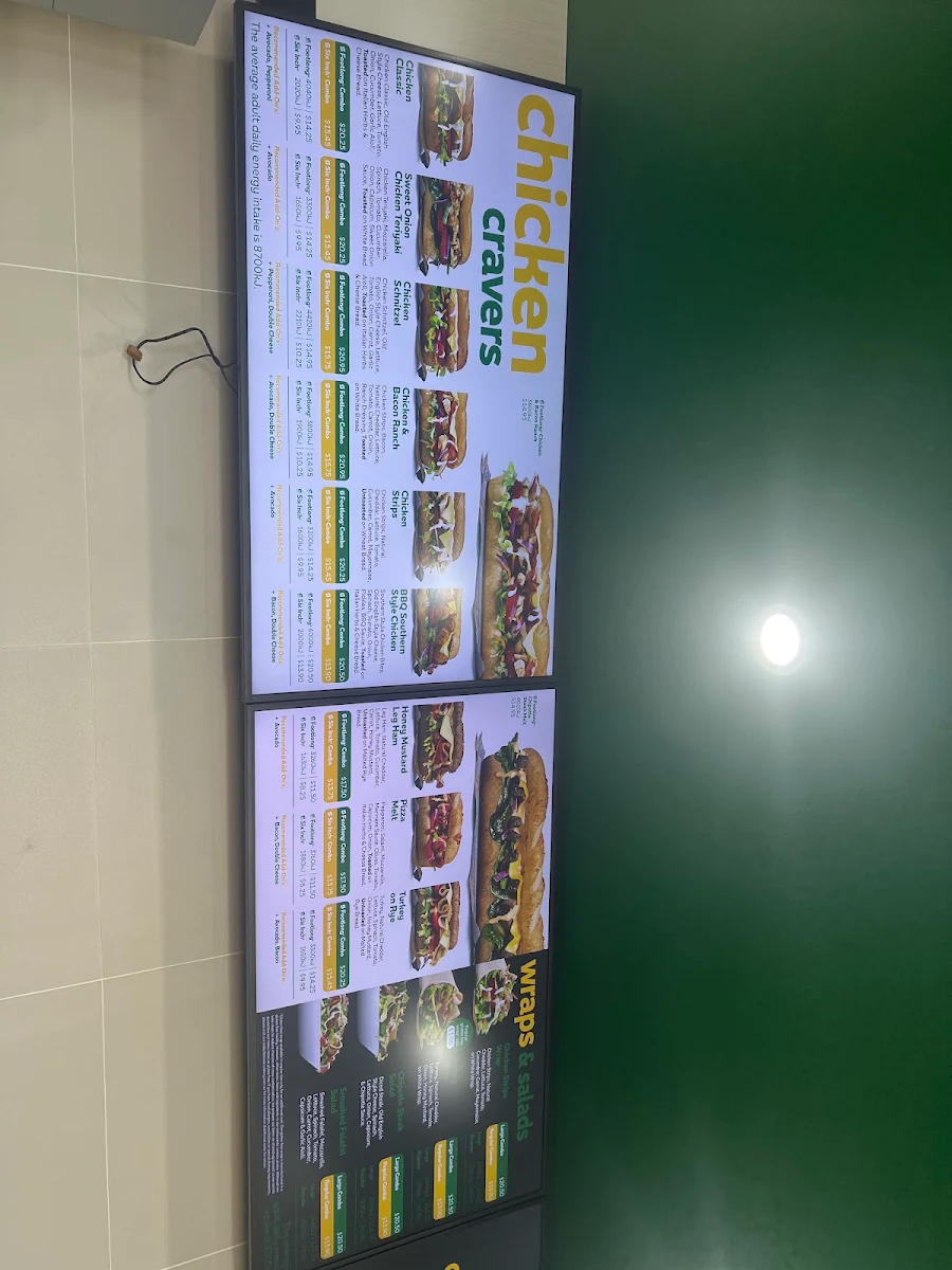 Menu, Subway