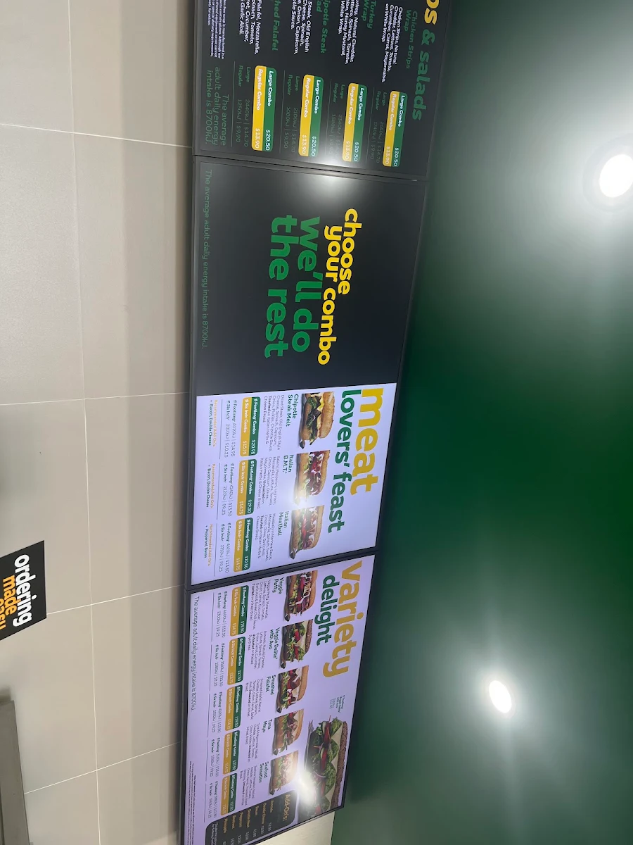 Menu, Subway