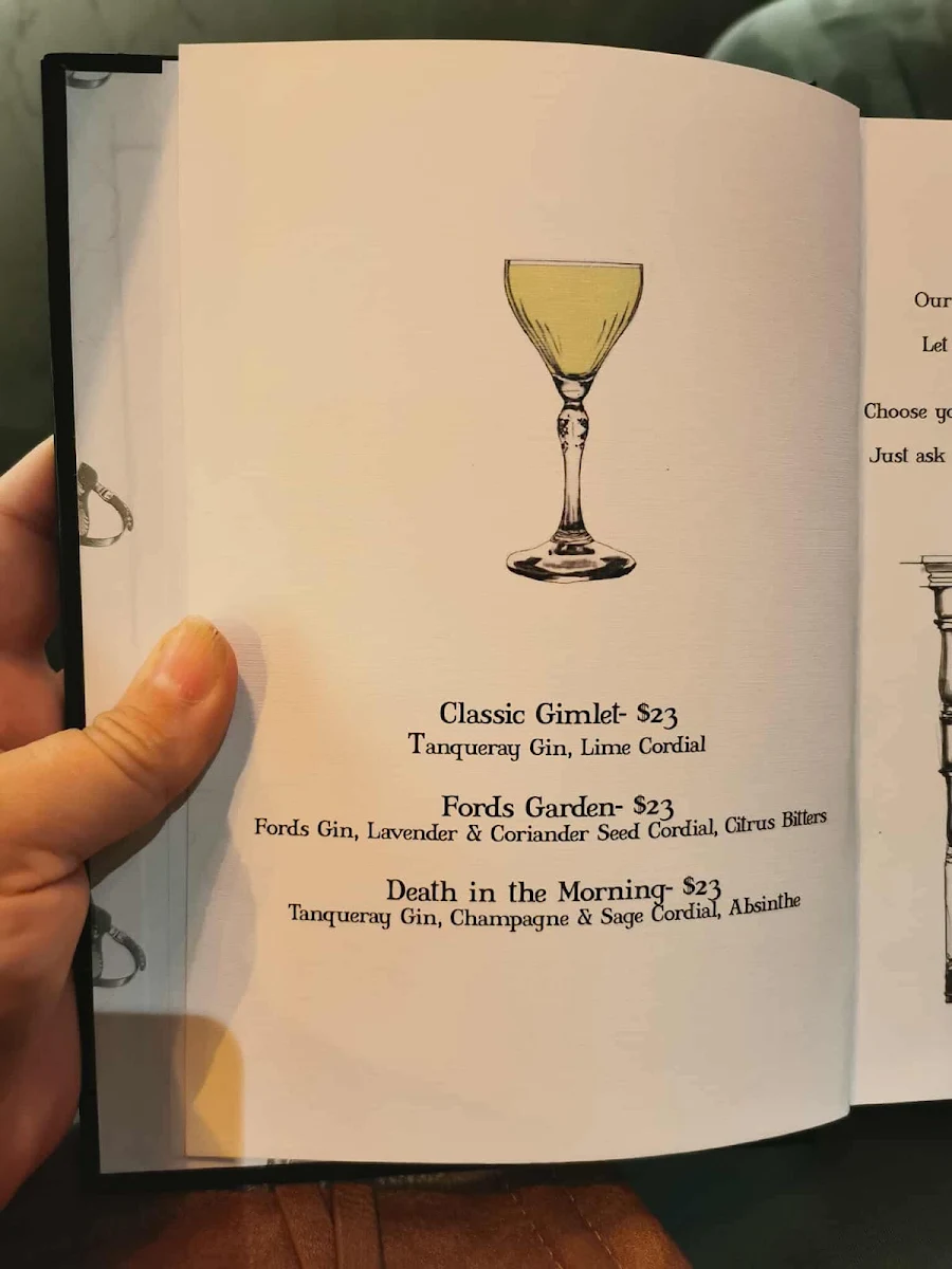 Menu, Dr Gimlette Brisbane