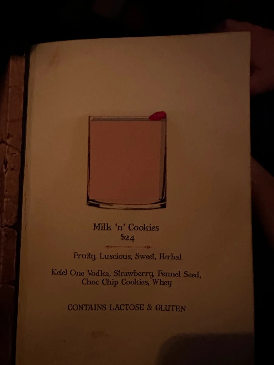 Menu, Dr Gimlette Brisbane