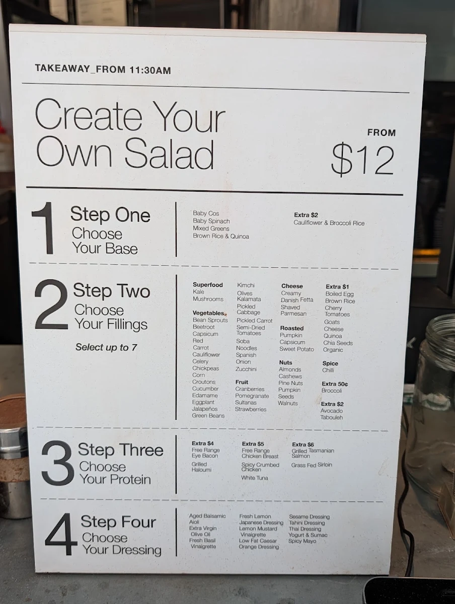 Menu, The Gardens 259