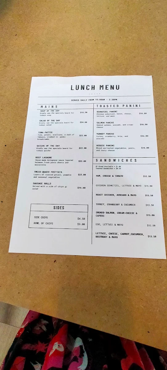 Menu, Tasty Morsels Cafe and Catering