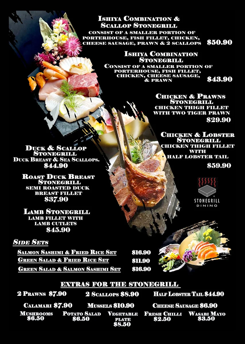 Menu, Ishiya Japanese Stonegrill