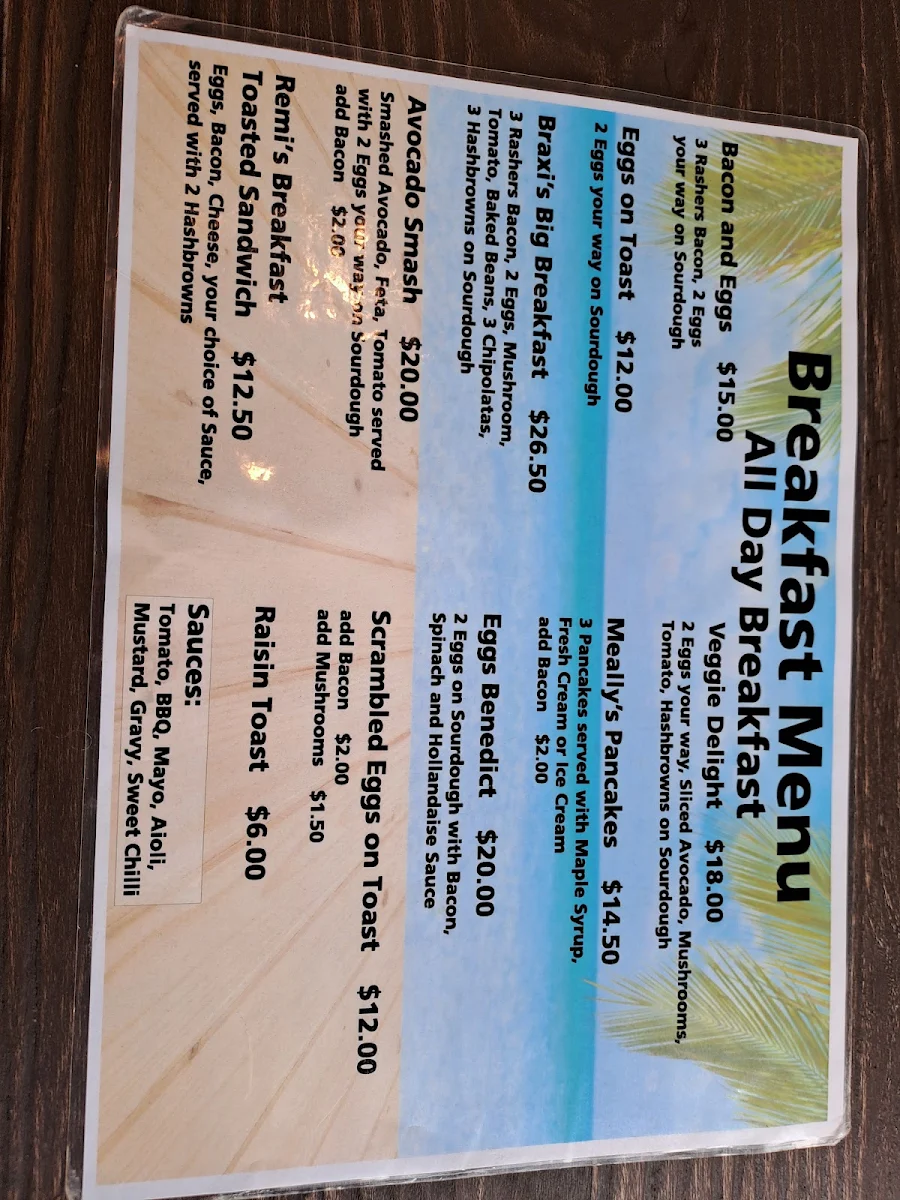 Menu, Remis by the bay cafe and carvery