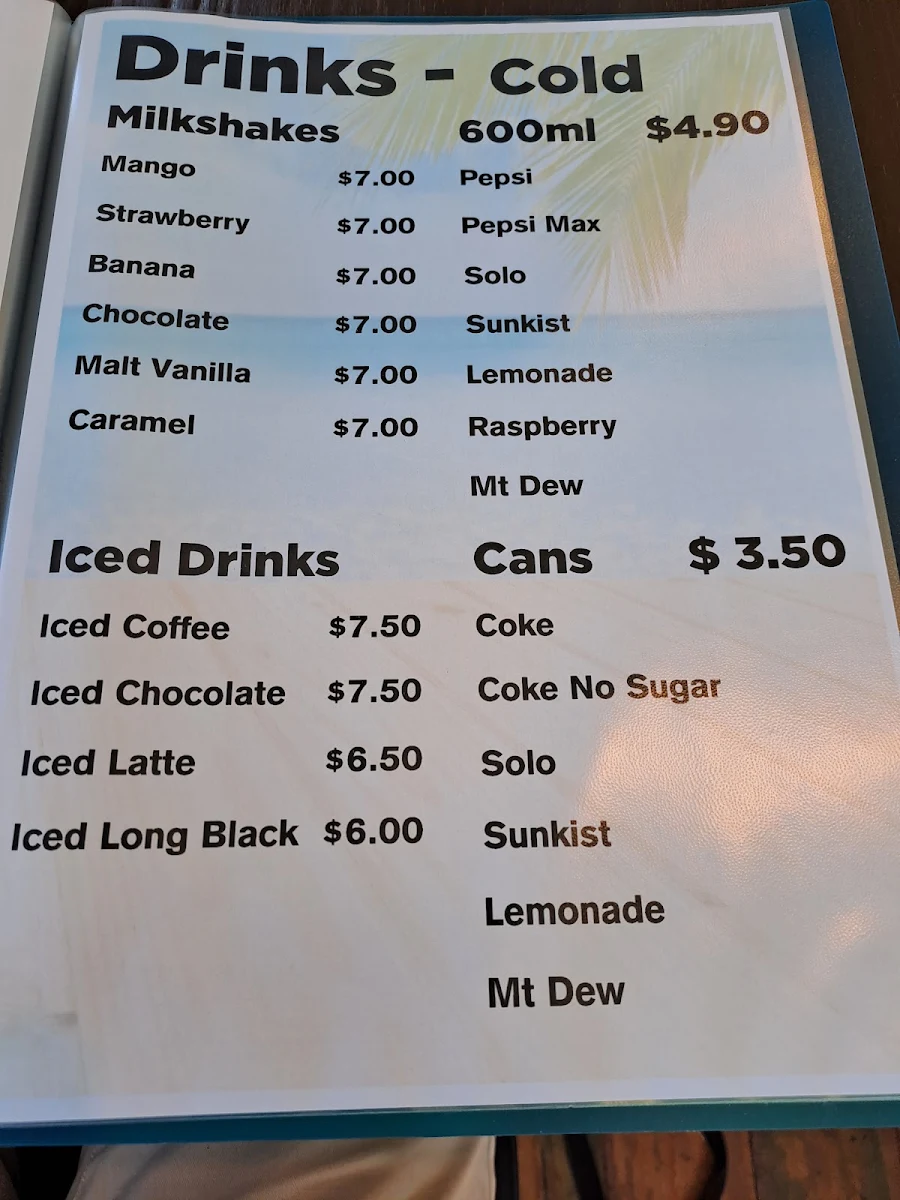 Menu, Remis by the bay cafe and carvery