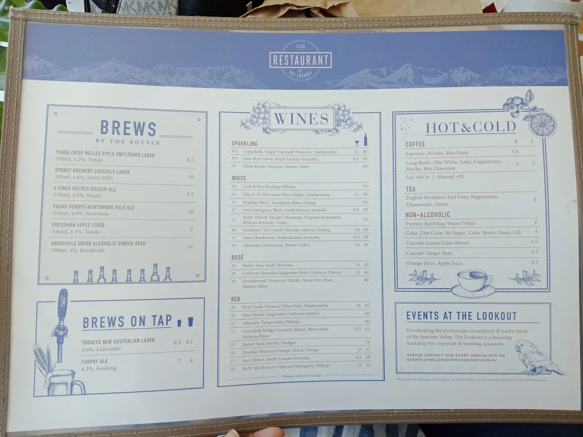 Menu, The Lookout Echo Point