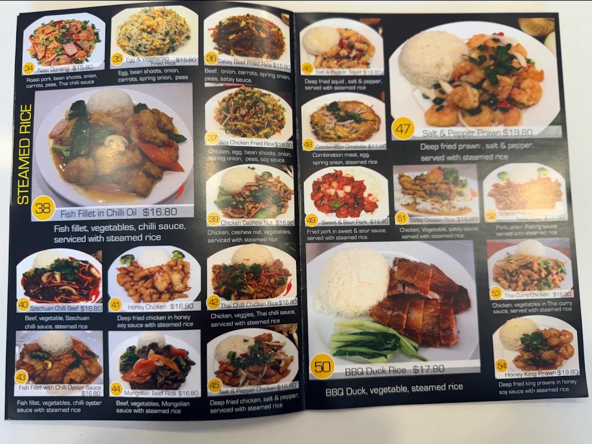 Menu, Noodle Paradise