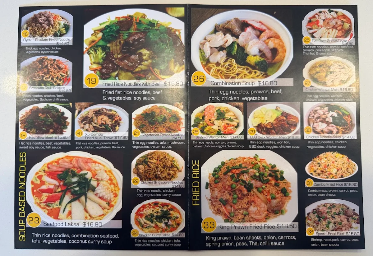 Menu, Noodle Paradise