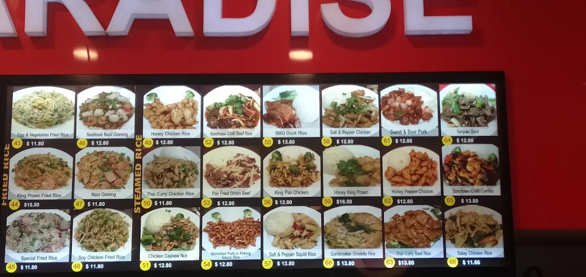Menu, Noodle Paradise